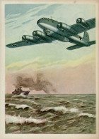 WK II Flugzeug Focke-Wulf Condor über Dem Atlantik Sign. Schmitz Künstlerkarte I- Aviation - Weltkrieg 1939-45
