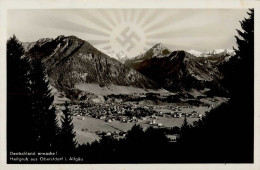 Aufgehende Sonne WK II - Deutschland Erwache! Heilgruß Aus OBERSTDORF,Allgäu 1932 I - War 1939-45