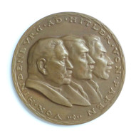 WK II Orden Gedenk Medaille (Bronze) Auf Hindenburg Hitler Und Von Papen 60 Mm Durchm. - Guerra 1939-45