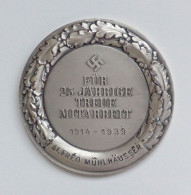 WK II Orden Verdienst Medaille (Silber 800er, 82g.) Für 25 Jährige Treue Mitarbeit Bei Der Deutschen Bank 55mm Durchm. - Guerre 1939-45