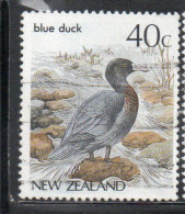 NEW ZEALAND NUOVA ZELANDA 1985 1989 1987 NATIVE BIRDS BLUE DUCK 40c USED USATO OBLITERE' - Used Stamps