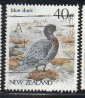 NEW ZEALAND NUOVA ZELANDA 1985 1989 1987 NATIVE BIRDS BLUE DUCK 40c USED USATO OBLITERE' - Used Stamps