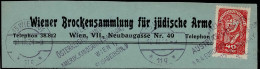 Judaika Brockensammlung Für Jüdische Arme Wien-Neubau (VII.) 1921 Briefausschnitt Judaisme - Judaika