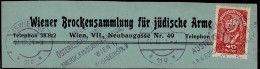 Judaika Brockensammlung Für Jüdische Arme Wien-Neubau (VII.) 1921 Briefausschnitt Judaisme - Jodendom