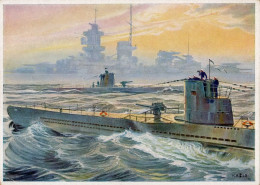 U-Boot Wehrmacht-Postkarte Sign. Blossfeld I-II - Onderzeeboten