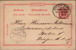 Schiffspost Deutsche Seepost Linie Hamburg-Südamerika Auf Adler-Auslands-Ganzsache 1894 Bedarf I-II - Autres & Non Classés