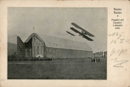 Baden-Baden Flugfeld Mit Zeppelin-Luftschiffhalle II (Ecken Bestossen, Kleiner Einriss) Dirigeable - Other & Unclassified