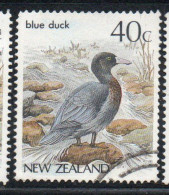 NEW ZEALAND NUOVA ZELANDA 1985 1989 1987 NATIVE BIRDS BLUE DUCK 40c USED USATO OBLITERE' - Usados