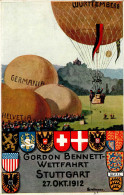 Ballons Gordon Bennett-Wettfliegen Stuttgart 27.Okt. 1912 Künstlerkarte Sign.Stattmann I-II - Airmen, Fliers