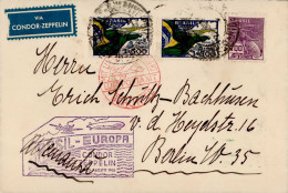 Zeppelin 5. Südamerikafahrt Brasilianische Post 1933 Ak-u. Durchgangs-O Dirigeable - Luchtschepen