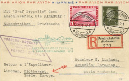 Zeppelinpost 3. Südamerikafahrt 1931 Als Einschreiben-Drucksache Mit Anschlußflug Bis Paraguay Alle Stempel I- Dirigeabl - Aeronaves