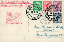 Zeppelinpost L.Z.127 Deutschlandfahrt 19.5.34 Bordpost I-II (rs. Tintenfleckig) Dirigeable - Luchtschepen