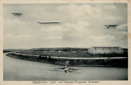 Zeppelin Dresden Städt. Land Und Wasser Flugplatz Dampfer Verlag Stengel 1912 I-II (fleckig) Dirigeable - Dirigeables