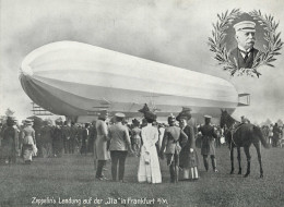 FRANKFURT/MAIN ILA 1909 - Seltene Riesenkarte ZEPPELIN`s LANDUNG Auf Der ILA In Frankfurt/Main Verlag E.Baumann Mit Eing - Dirigibili