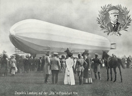 FRANKFURT/MAIN ILA 1909 - Seltene Riesenkarte ZEPPELIN`s LANDUNG Auf Der ILA In Frankfurt/Main Verlag E.Baumann Mit Eing - Airships