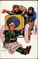 Verkehr Auo Sign. Kjohn Humor Times Zeit Künstlerkarte 1907 I-II (VS Klebereste, Ecken Gestaucht) - Altri & Non Classificati