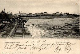 Kolonien Deutsch-Südwestafrika Swakopmund Hafenansicht Eisenbahnlinie Stempel Swakopmund 1900 I-II Colonies - History