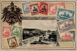 Kolonien Kiautschou Tsingtau Gouvernements-Lazarett, Briefmarken-AK Stempel Tsingtau I-II (Ecken Bestossen Und Leicht Ru - Storia