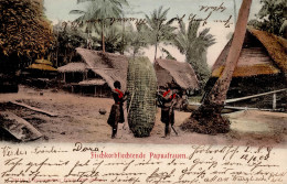 Kolonien DEUTSCH-NEUGUINEA - Fischkorbflechtende Papuafrauen O Herbertshöhe 1905 I Colonies - History