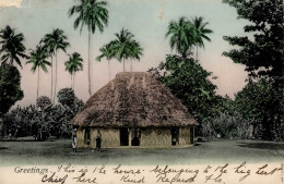 Kolonien Samoa Dorfhütte Stempel Apia 1906 II (Eckbeschädigung,Stauchung) Colonies - History