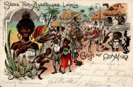 Kolonien Ost-Afrika Sign. Arthur Thiele Künstlerkarte Sächsisch Thür.-Ausstellung Leipzig 1897 I-II (Ecken Abgestossen)  - History