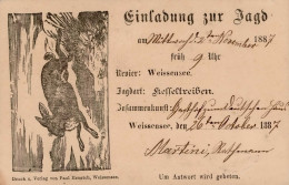 Vorläufer 1887 Einladung Zur Jagd Weissensee / Thüringen I-II Chasse - Autres & Non Classés