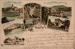 Vorläufer Halle Saale (o-4000) Burg Giebichenstein, Moritzburg, Bad Wittekind, Reilsburg 1895 I-II (Ecken Abgestossen) - Other & Unclassified