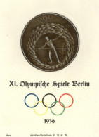 BERLIN OLYMPIA 1936 WK II - METALL-RELIEFKARTE SPEERWERFER I - Olympic Games
