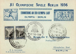 Olympiade 1936 Berlin Fackellauf Schmuckkarte Griechenland Und So-O Berlin Olympisches Dorf - Jeux Olympiques