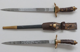 Schützen / Jagd Hochwertiger Hirschfänger Fa. Carl Eickhorn, Solingen Klinge Ca. 33cm Beidseitig Aufwendig Geäzt Mit Ins - Shooting (Weapons)