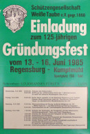 Schützen Schützengesellschaft Weiße Taube E.V. Gegr. 1860 Einladung Zum 125-jährigen Gründungsfest Vom 13.-16. Juni 1985 - Shooting (Weapons)