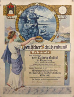 Schützen Urkunde Vom Deutschen Schützenbund An Bayerl, Ludwig Regensburg Als Meisterschaftsschütze Des 19. Deutschen Bun - Tiro (armi)