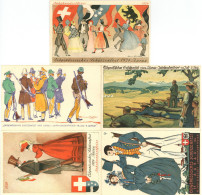 Schützenfest Aarau 1924 Lot Mit 5 Künstlerkarten I-II - Waffenschiessen