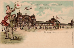 NÜRNBERG - XII. DEUTSCHES BUNDESSCHIESSEN 1897 - SCHIESSHALLE I - Waffenschiessen