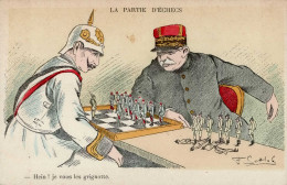 Schach La Partie D'echecs Künstlerkarte Sign. I-II - Chess