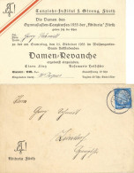 Studentika Fürth Gymnasiasten-Tanzkurs Der Abituria 1933 Einladung Mit Original-Umschlag - Other & Unclassified