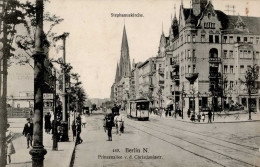 Berlin Mitte (1000) Prinzenallee Apotheke Straßenbahn Stephanuskirche 1909 I-II (VS/RS Fleckig) - Plötzensee