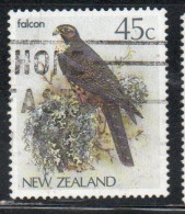 NEW ZEALAND NUOVA ZELANDA 1985 1989 1986 NATIVE BIRDS FALCON 45c USED USATO OBLITERE' - Usados