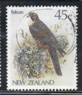 NEW ZEALAND NUOVA ZELANDA 1985 1989 1986 NATIVE BIRDS FALCON 45c USED USATO OBLITERE' - Usados