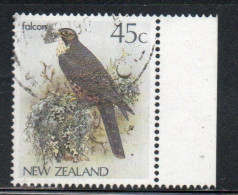 NEW ZEALAND NUOVA ZELANDA 1985 1989 1986 NATIVE BIRDS FALCON 45c USED USATO OBLITERE' - Used Stamps