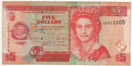BELIZE  5 Dollars     P61b    Dated 1st Jan. 2002   ( Queen Elizabeth -  Views And Map Of St. George'  ) - Belize