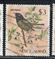 NEW ZEALAND NUOVA ZELANDA 1985 1989 1986 NATIVE BIRDS STITCHBIRD 3$ USED USATO OBLITERE' - Usados