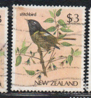 NEW ZEALAND NUOVA ZELANDA 1985 1989 1986 NATIVE BIRDS STITCHBIRD 3$ USED USATO OBLITERE' - Usados