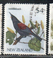 NEW ZEALAND NUOVA ZELANDA 1985 1989 1986 NATIVE BIRDS SADDLEBACK 4$ USED USATO OBLITERE' - Usados