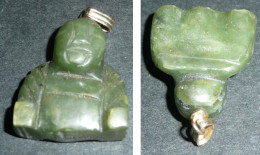 Rare Ancien Pendentif En Pierre Polie Forme De Bouddha Jade ?? Buddha - Colgantes