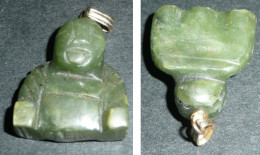 Rare Ancien Pendentif En Pierre Polie Forme De Bouddha Jade ?? Buddha - Pendenti