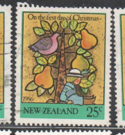 NEW ZEALAND NUOVA ZELANDA 1986 THE TWELVE DAYS CHRISTMAS NATALE NOEL WEIHNACHTEN NAVIDAD 25c USED USATO OBLITERE' - Usados