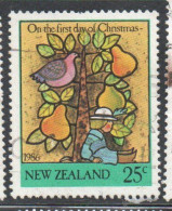 NEW ZEALAND NUOVA ZELANDA 1986 THE TWELVE DAYS CHRISTMAS NATALE NOEL WEIHNACHTEN NAVIDAD 25c USED USATO OBLITERE' - Used Stamps