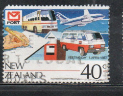 NEW ZEALAND NUOVA ZELANDA 1987 VESTING DAY MOTOR VEHICLES PLANE 40c USED USATO OBLITERE' - Usados