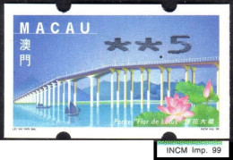 1999 China Macau ATM Stamps Lotus Flower Bridge / MNH / Nagler Automatenmarken Etiquetas Automatici Distributeur - Distributors